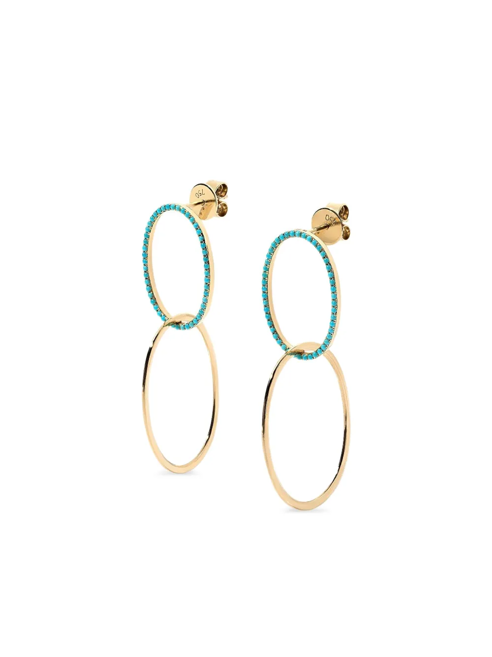 Devon Woodhill Yellow Gold Turquoise Double Circle Earrings In Gold