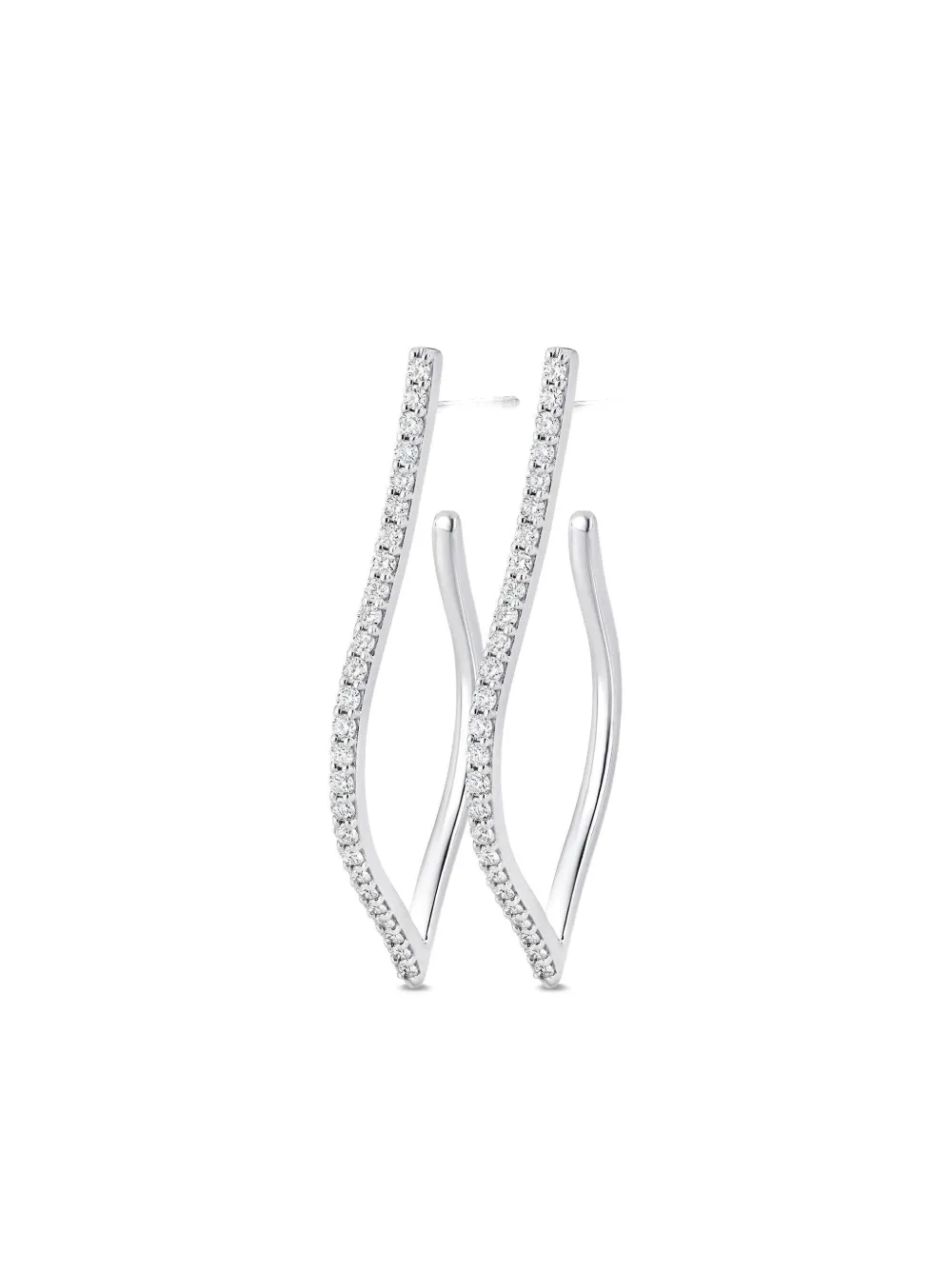Sara Weinstock 18k White Gold Diamond Hoop Earrings In Silver
