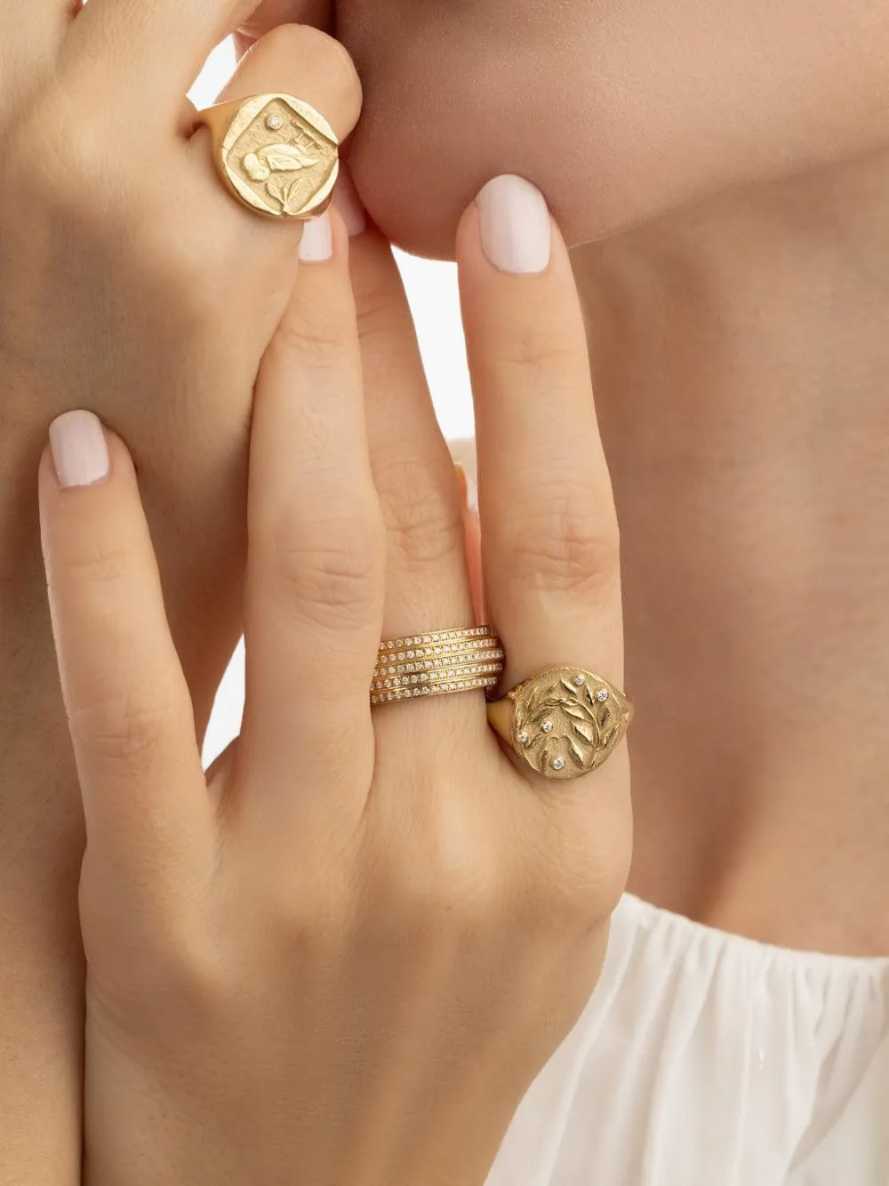 18k Yellow Gold Olive Branch Diamond Ring