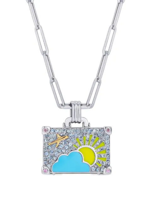 Nevernot 14K white gold Weekend Trip Suitcase sapphire necklace