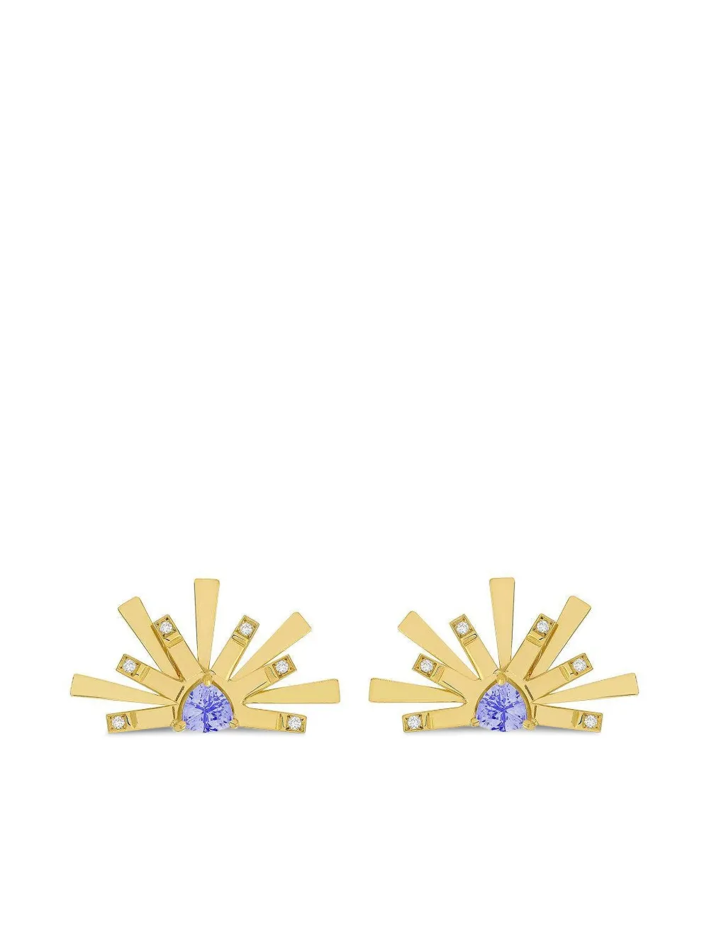 Carol Kauffmann 18k Yellow Gold Tanzanite Diamond Sun Earrings In Gold