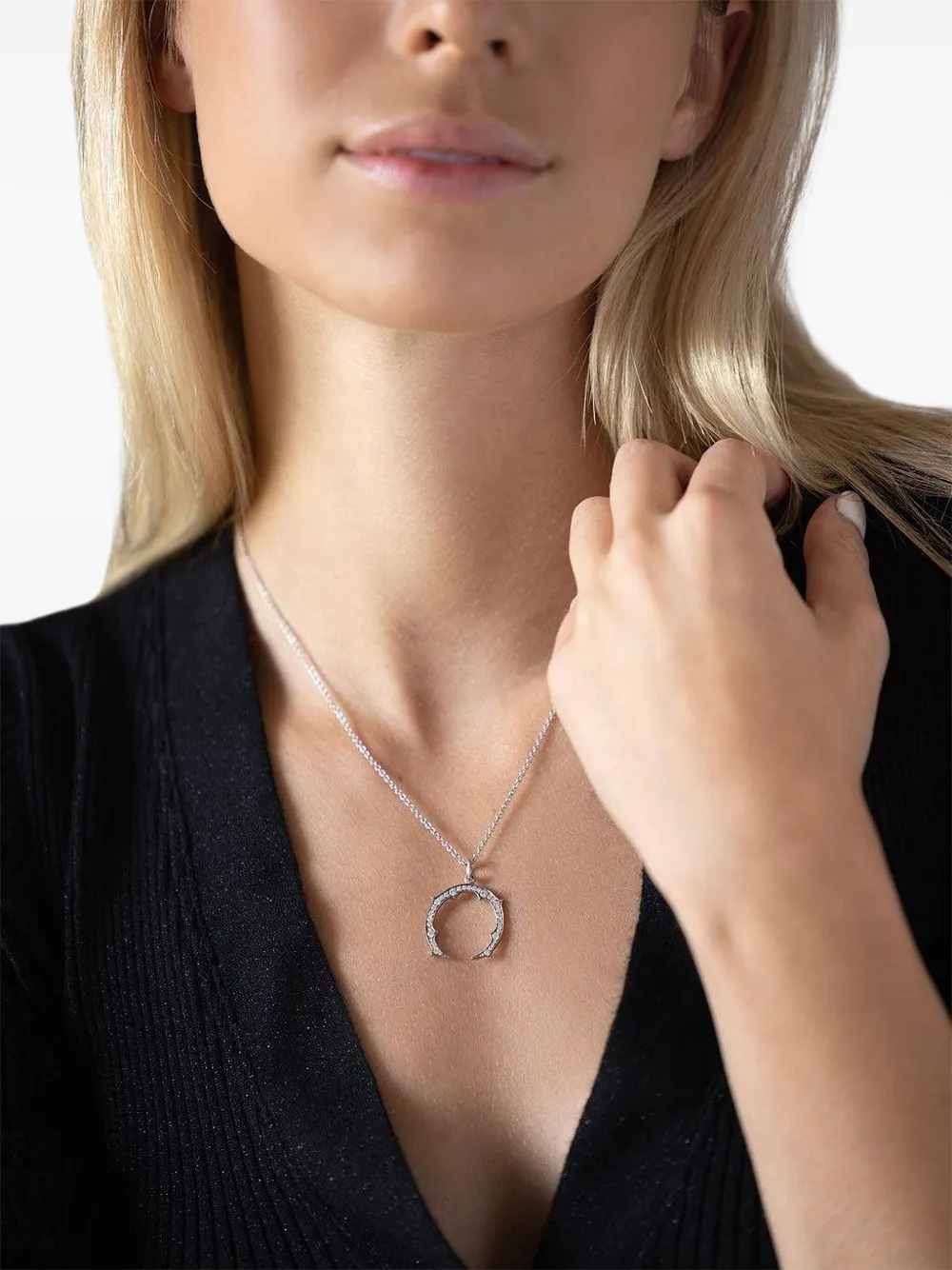 Sylva & Cie 18k White Gold Diamond Necklace In Metallic