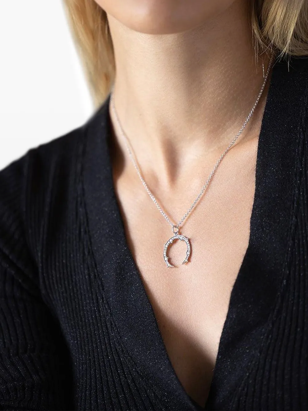 Sylva & Cie 18k White Gold Diamond Necklace In Metallic