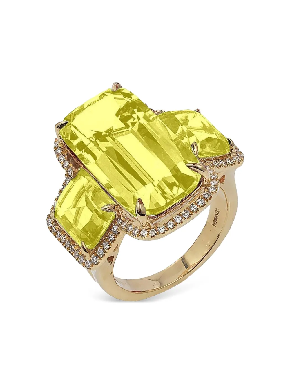 Goshwara 18k Yellow Gold Gossip Diamond And Lemon Quartz Ring In Brown