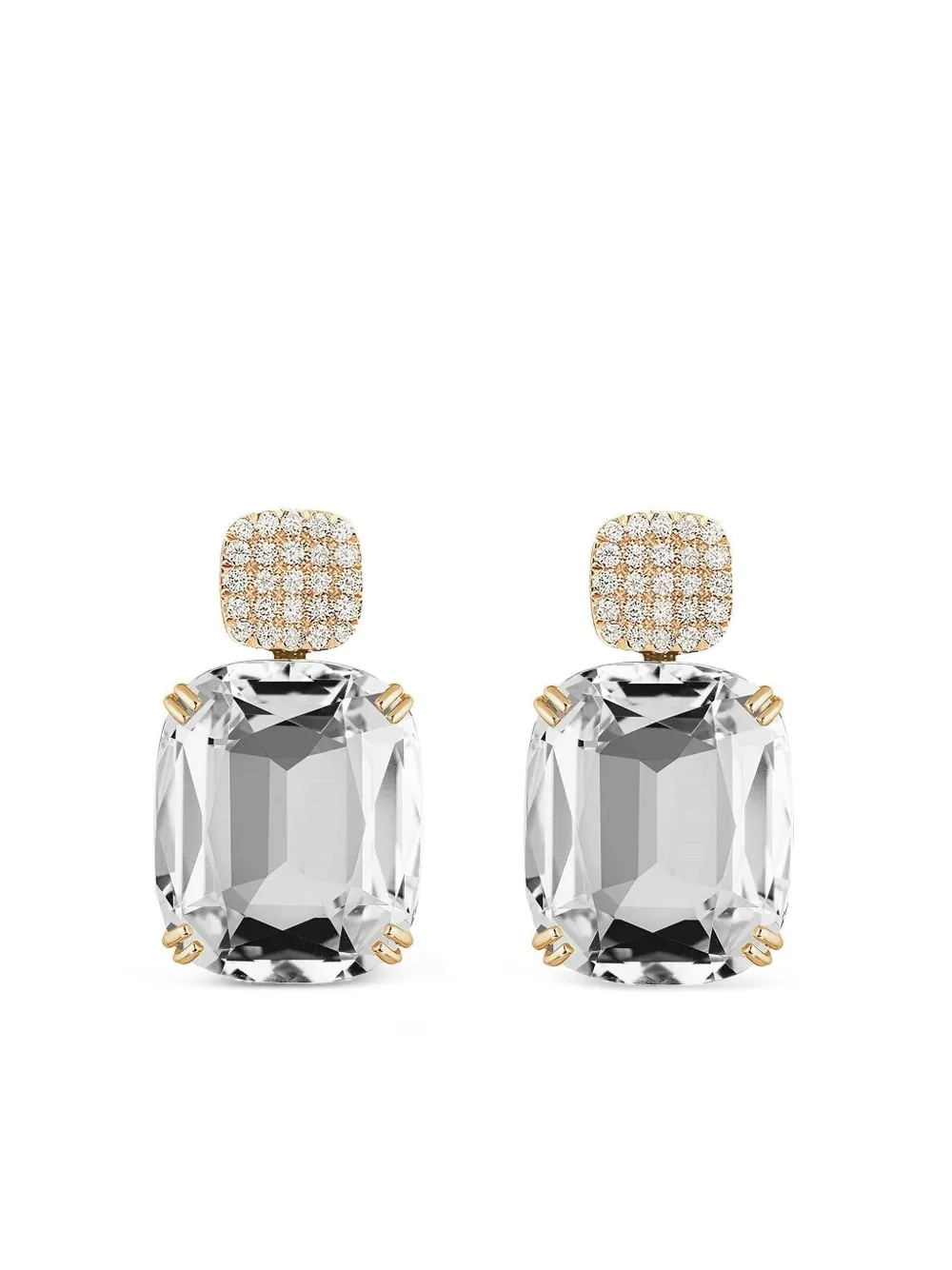 Goshwara 18k Yellow Gold Diamond Rock Crystal Earrings In Metallic