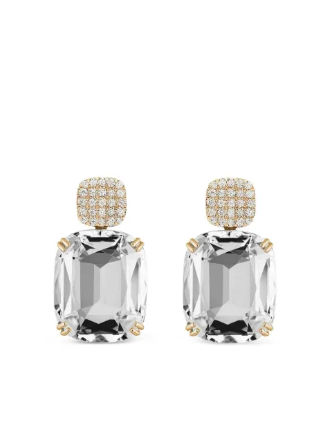 Goshwara 18K yellow gold diamond Rock crystal earrings