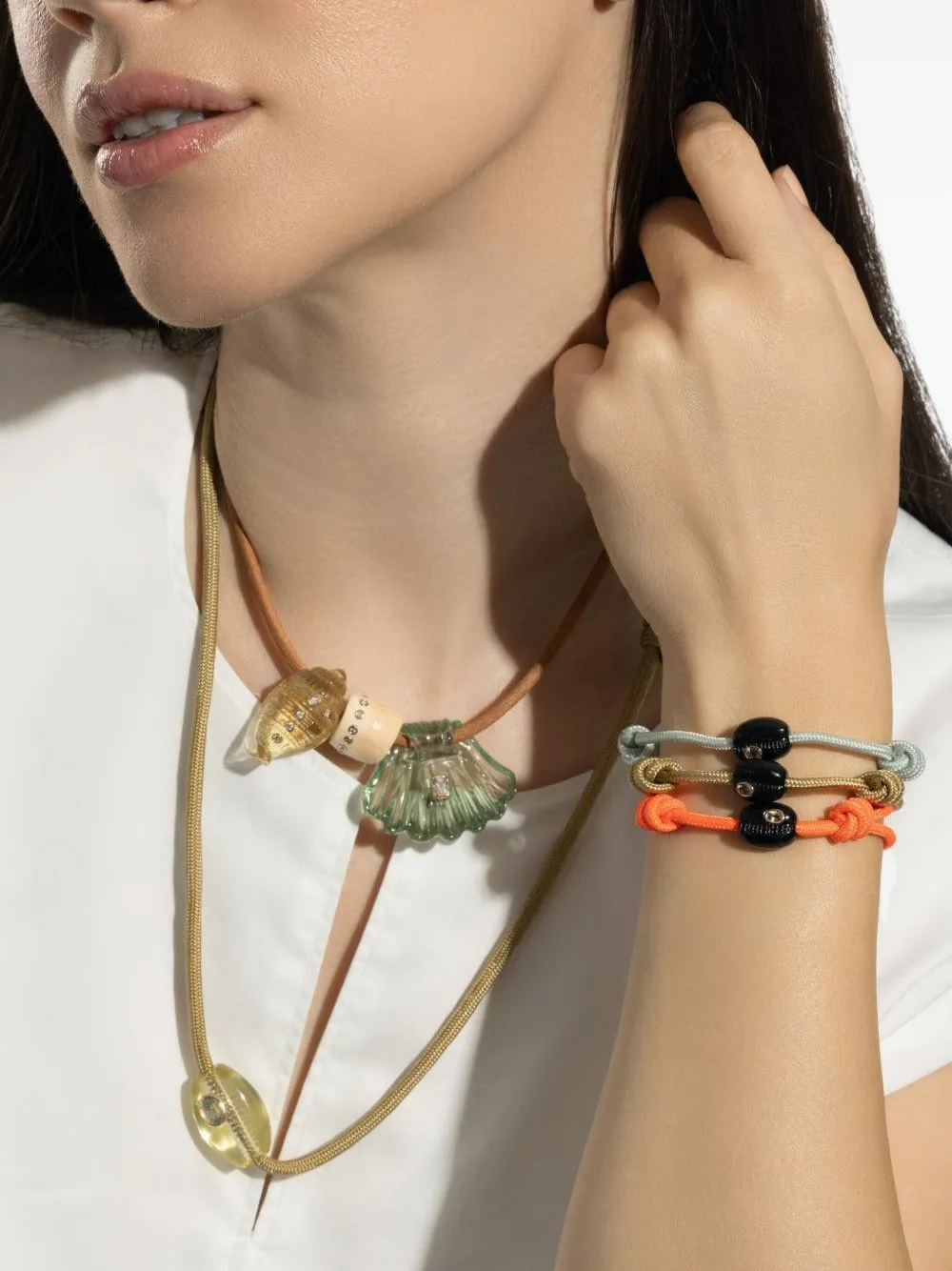 Dezso 18k Rose Gold Shell Charm Necklace In Green