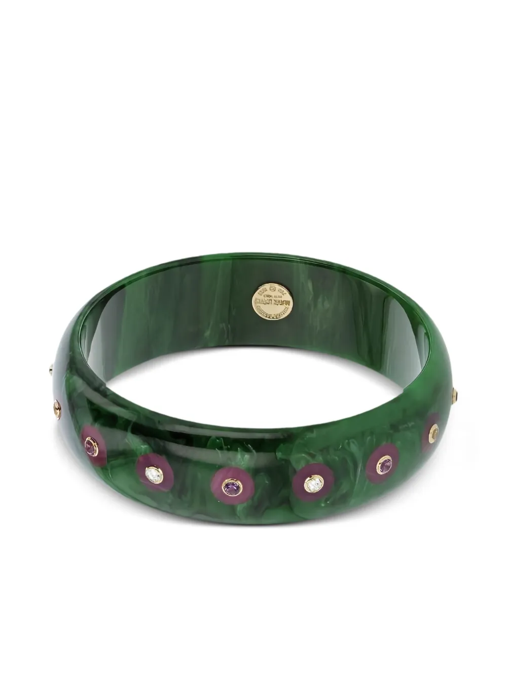Mark Davis 18k Yellow Gold Multi-stone Bakelite Bangle In Green