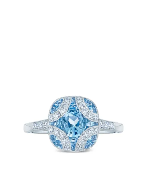 KWIAT anillo Argyle en oro blanco de 18kt con diamantes y aguamarina