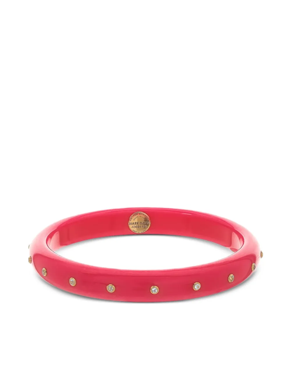 Mark Davis 18k Yellow Gold White Topaz Bakelite Bangle In Red