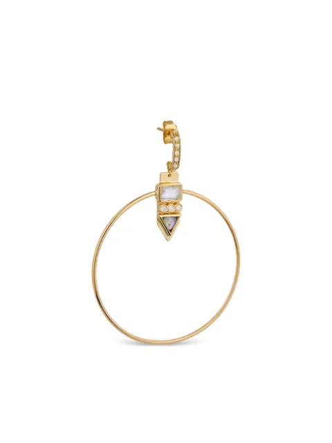 Celine Daoust 14K yellow gold Moonstone diamond hoop earrings