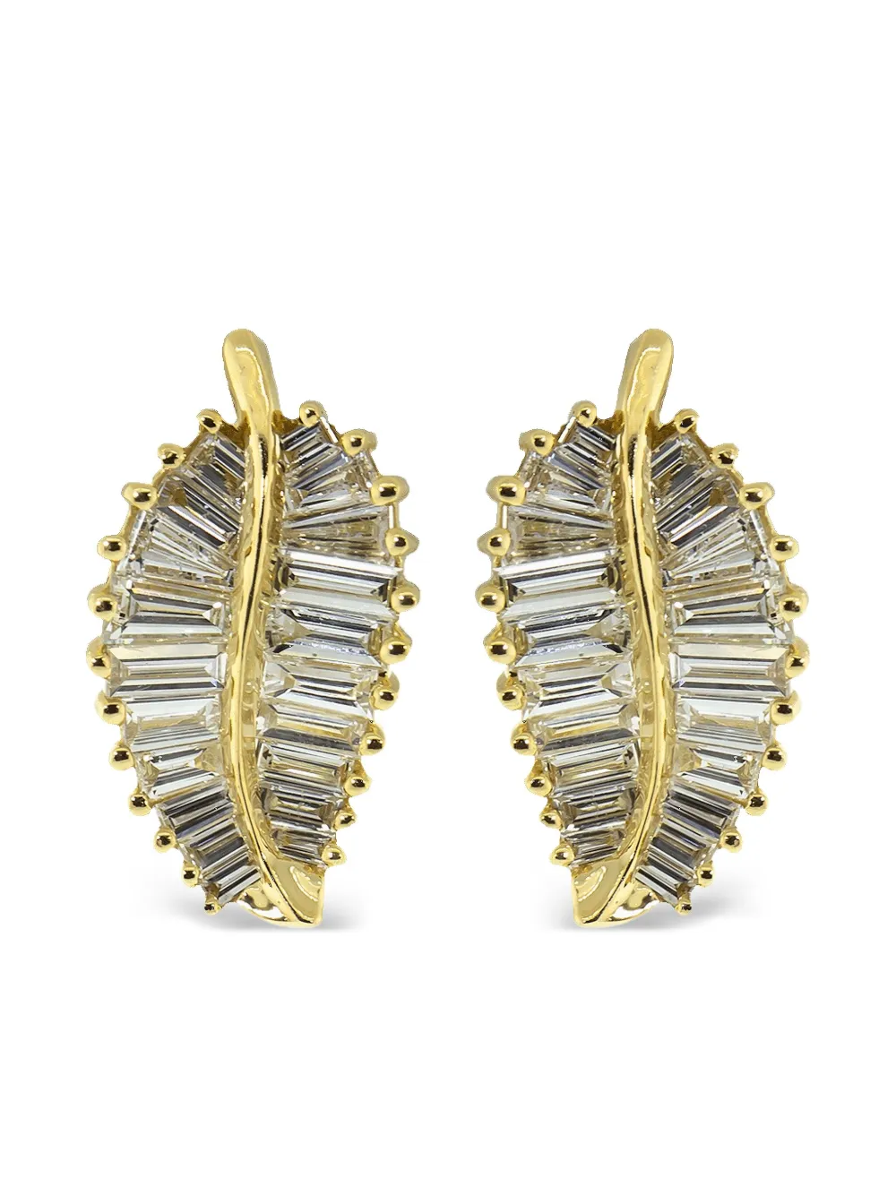 Anita Ko Orecchini Palm Leaf in oro giallo 18 carati con diamanti
