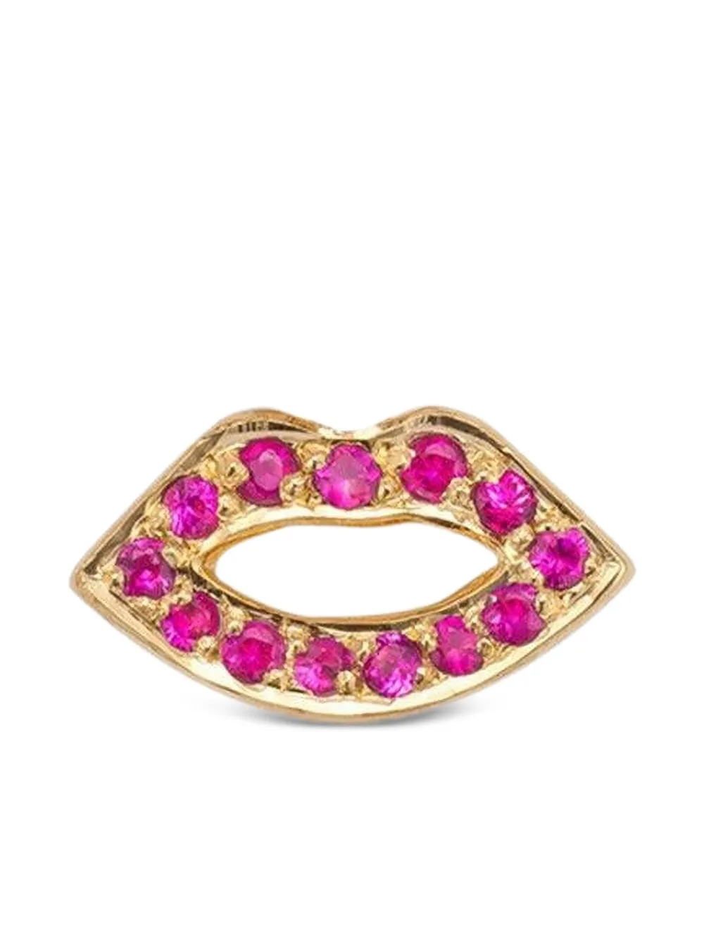 Robinson Pelham 14k Yellow Gold Lips Earring In Brown