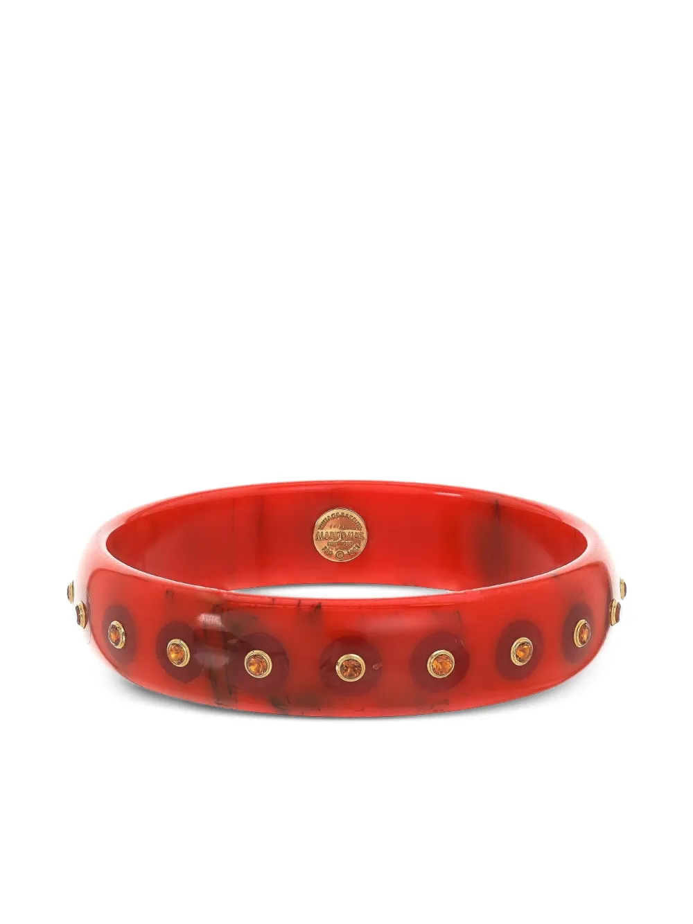 Mark Davis 18k Yellow Gold Small Citrine Bakelite Bangle In Red