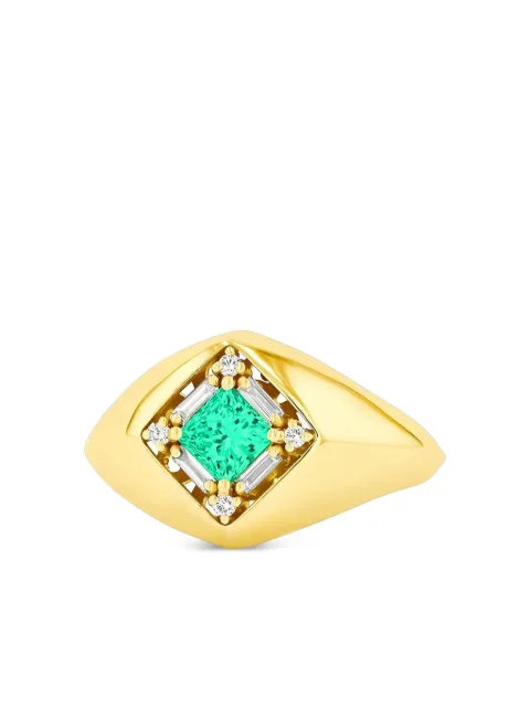 Suzanne Kalan anillo en oro amarillo de 18kt con diamante y esmeralda