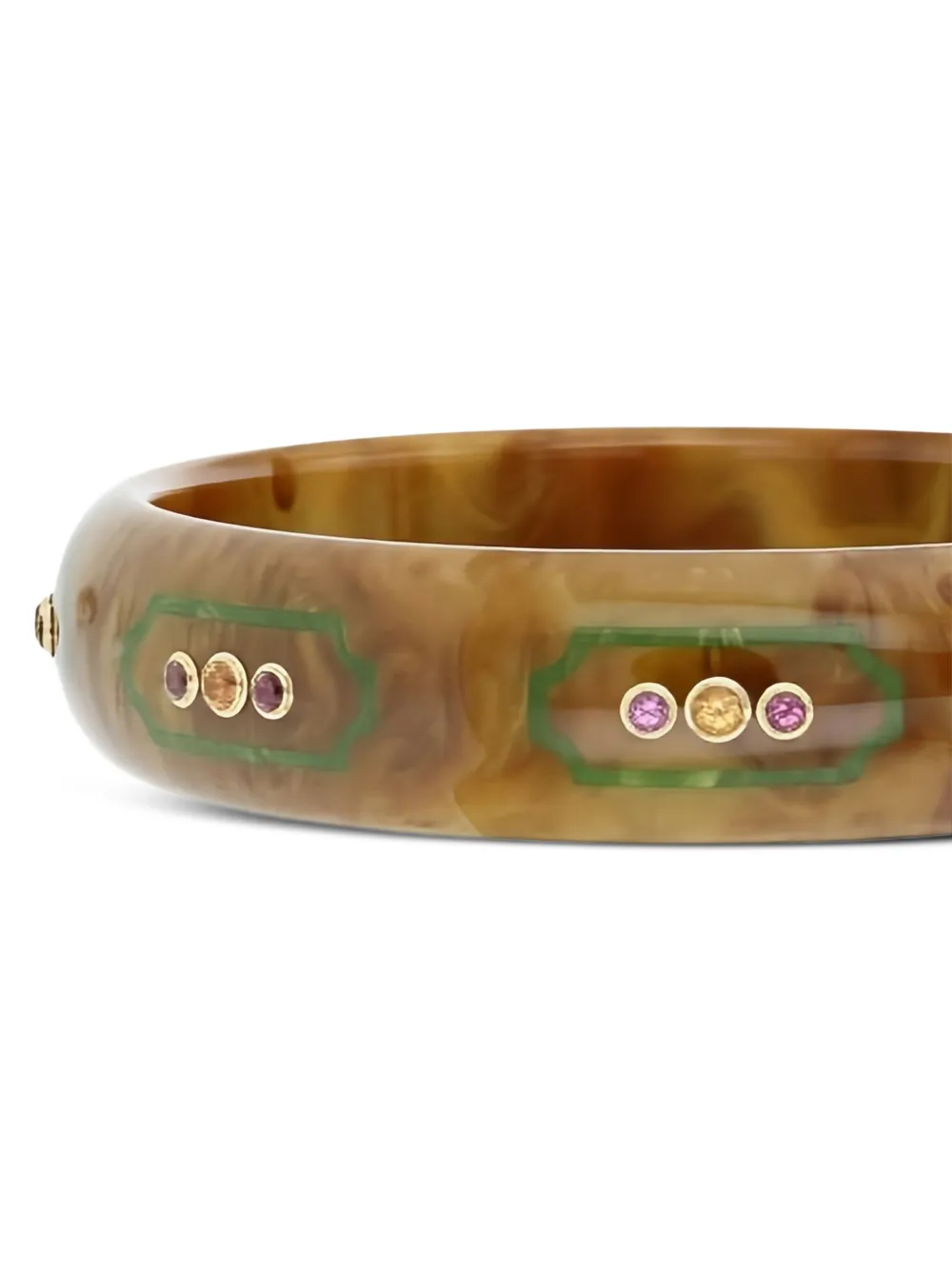 Mark Davis 18k Yellow Gold Bakelite And Rhodolite Bracelet In Multi