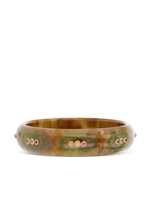 Mark Davis 18K yellow gold bakelite and rhodolite bracelet