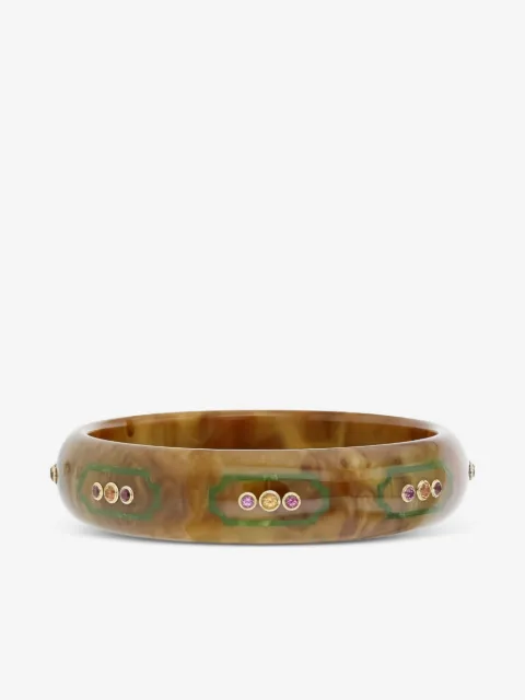 Mark Davis 18K yellow gold bakelite and rhodolite bracelet