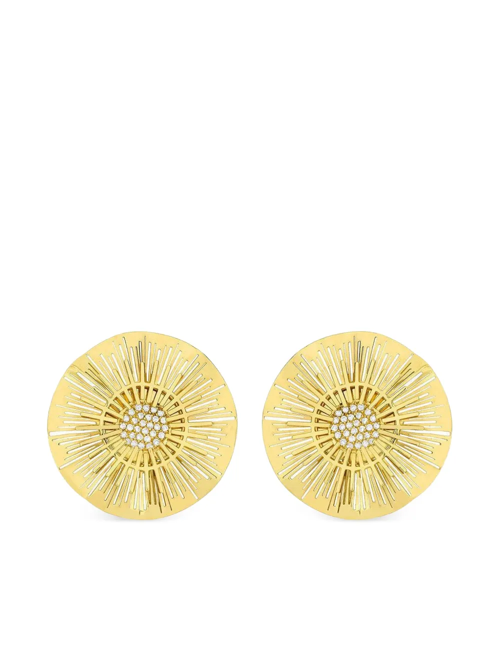 Carol Kauffmann 18k Yellow Gold Explosion Diamond Earrings In Gold