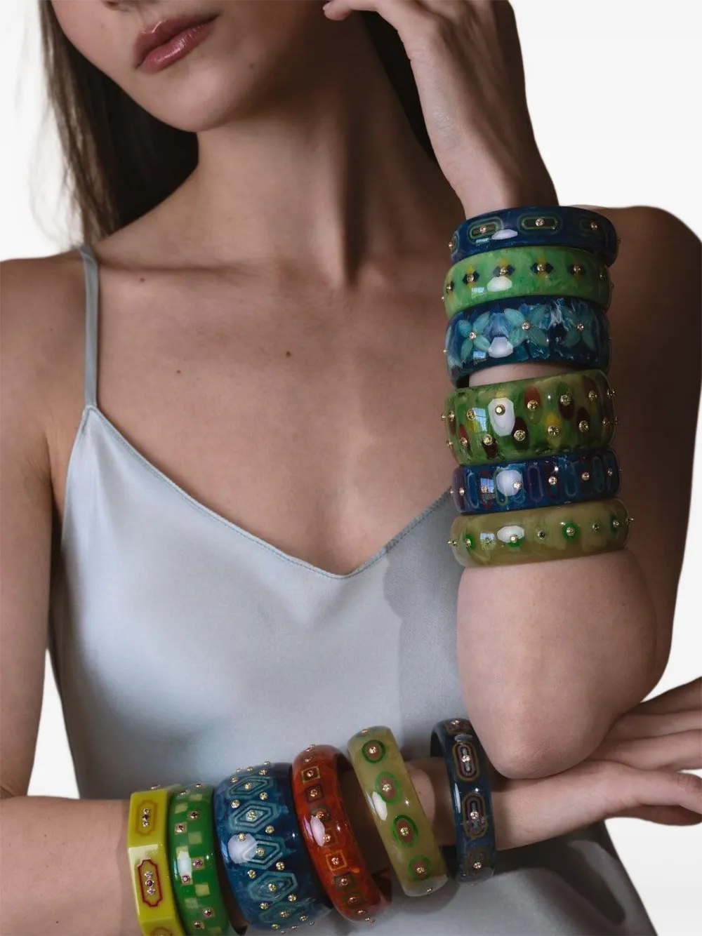 Mark Davis 18k Yellow Gold Bakelite Bracelet In Blue