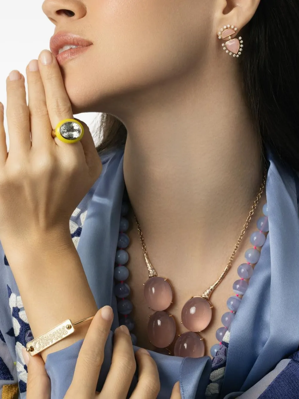 ROBINSON PELHAM aretes Pink Opal Heart en oro amarillo de 18kt | Image 2