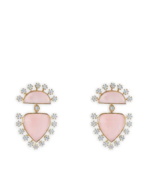 ROBINSON PELHAM 18K yellow gold Pink Opal Heart earrings