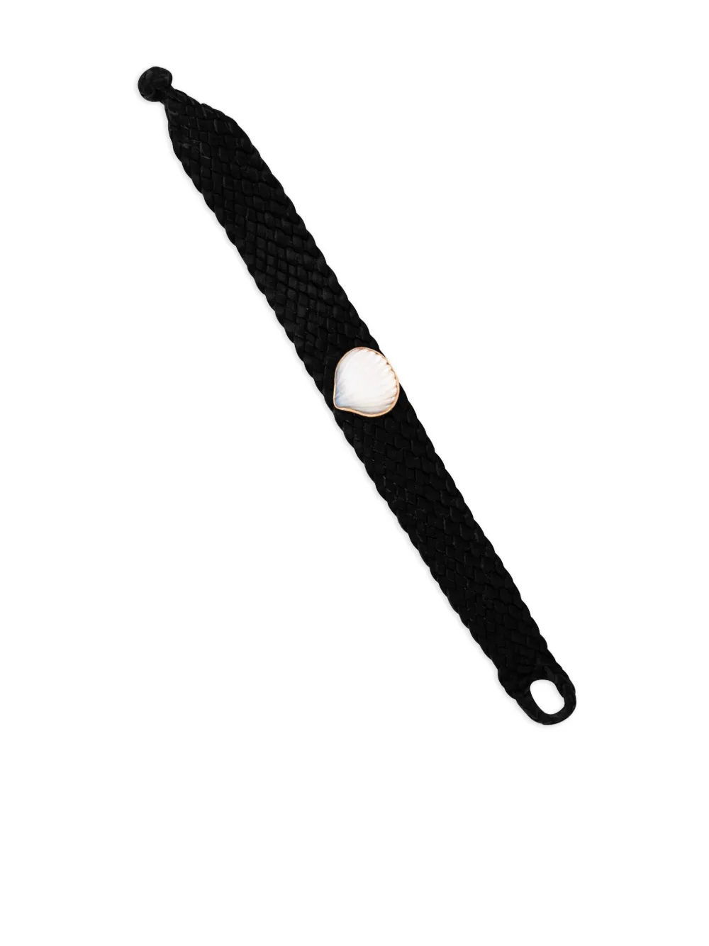 Dezso 18k Rose Gold Classic Anadara Pearl Leather Bracelet In Black