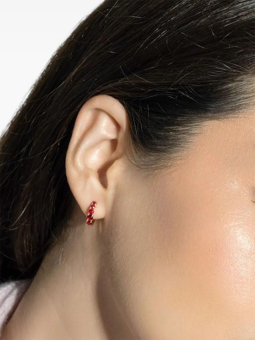 Anita Ko 18k Yellow Gold Graduated Ruby Huggie Earrings In Gold