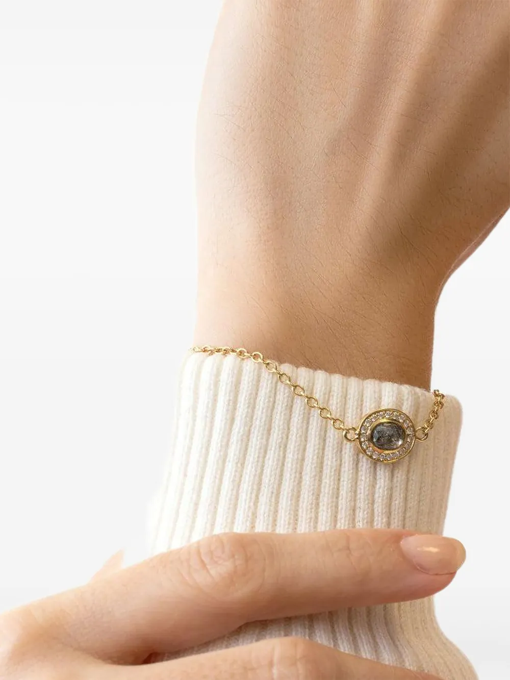 Nimo With Love 18k Yellow Gold Thinny Halo Diamond Bracelet In Gold