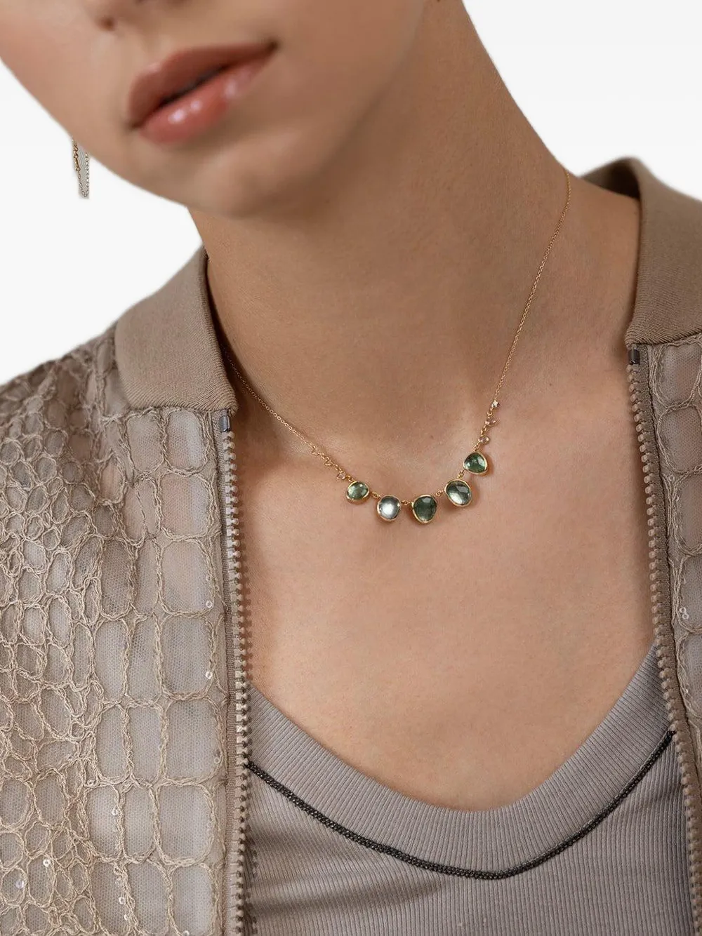 Celine Daoust 14k Yellow Gold Tourmaline And Diamond Necklace In Gold