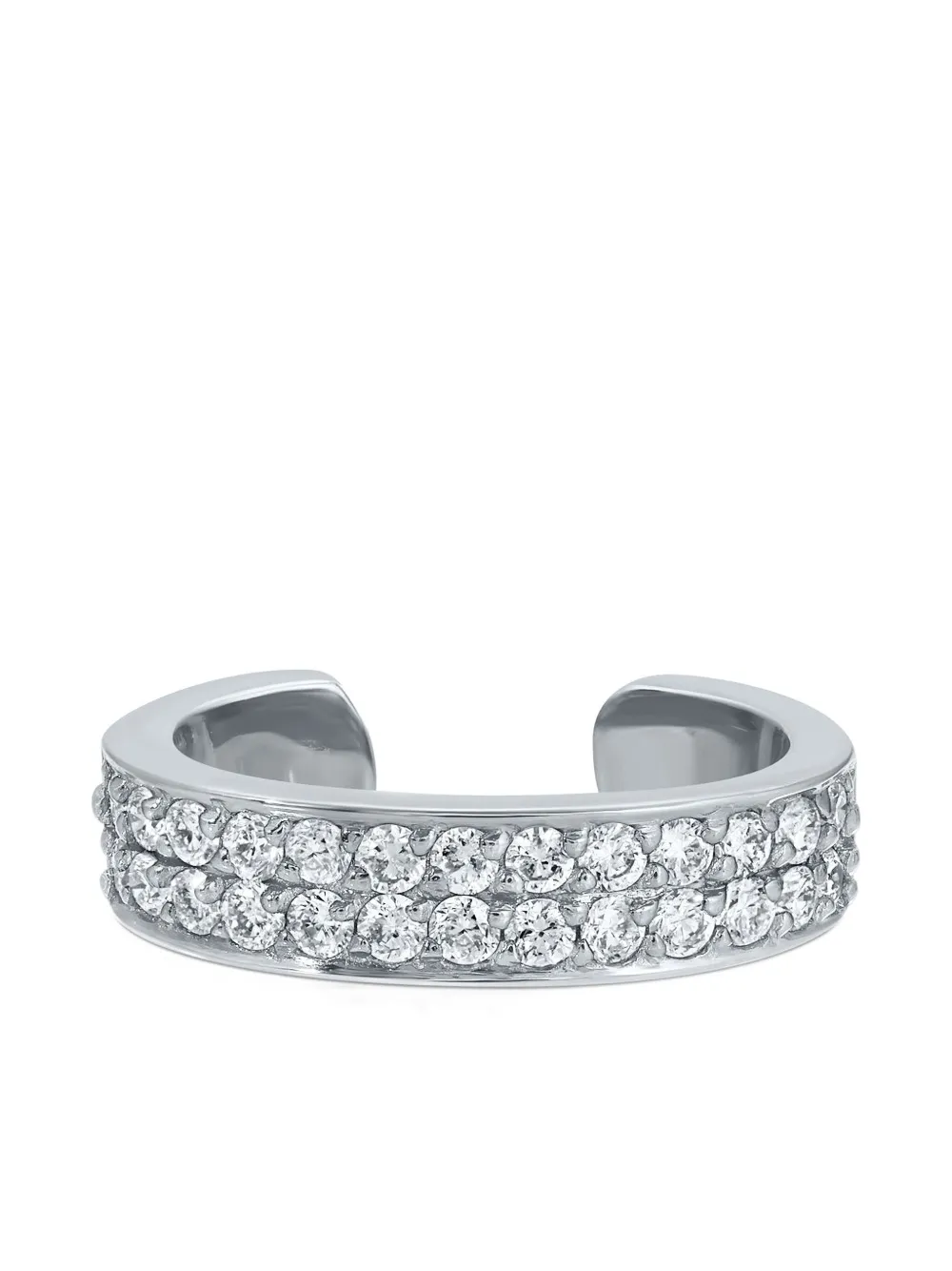Anita Ko 14k White Gold Double Row Diamond Ear Cuff In Metallic