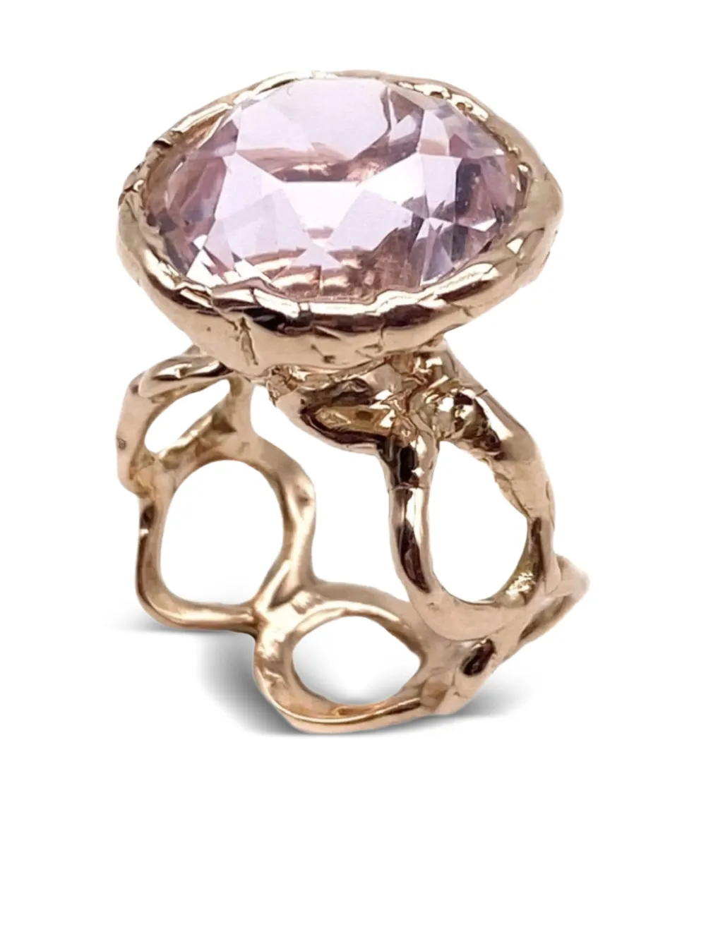 LUCIFER VIR HONESTUS Anello Reticolo in oro rosa 18 carati con morganite