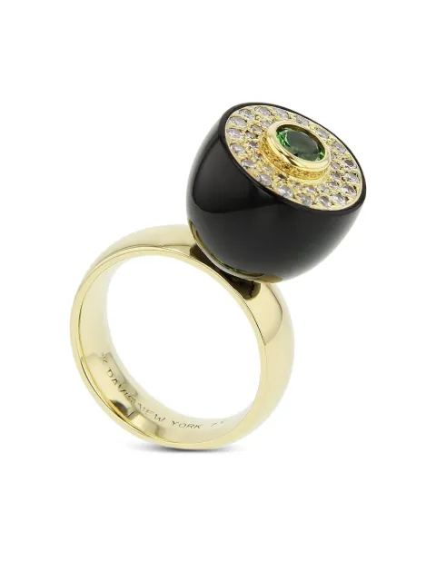 Mark Davis 18K yellow gold Bakelite diamond and garnet ring