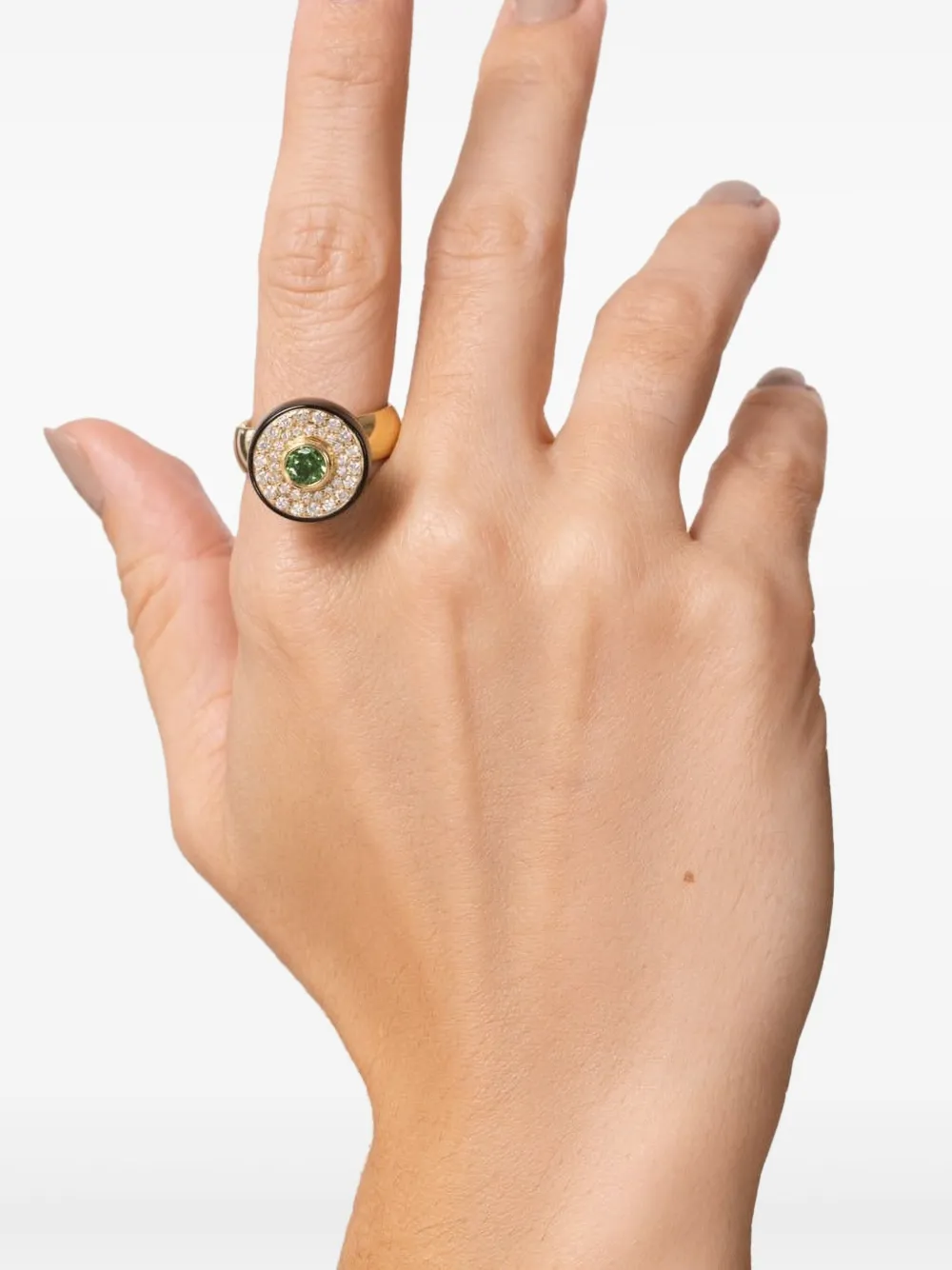 Mark Davis 18k Yellow Gold Bakelite Diamond And Garnet Ring In Gold