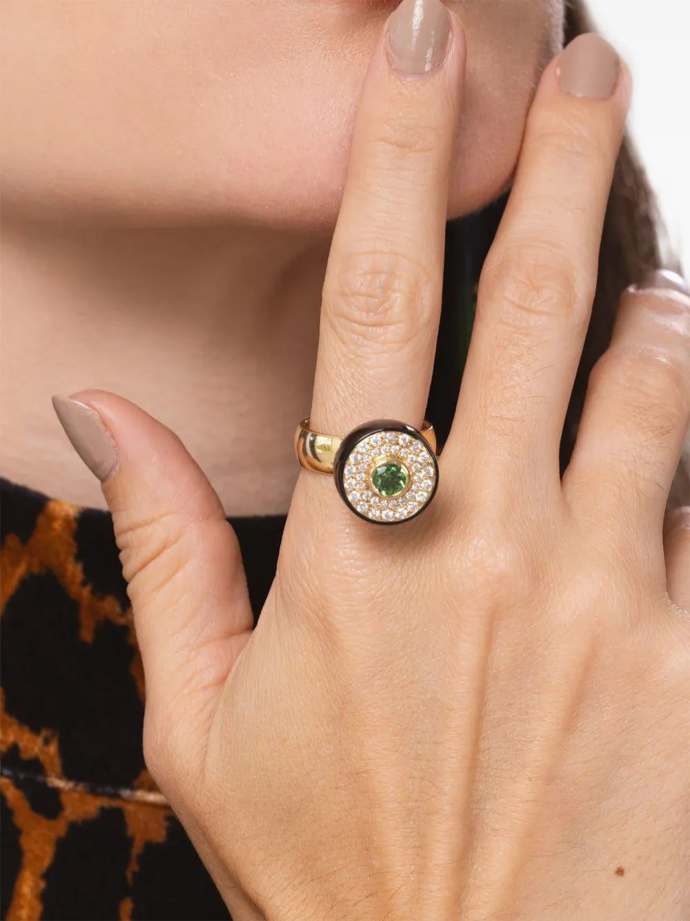 Mark Davis 18k Yellow Gold Bakelite Diamond And Garnet Ring In Gold