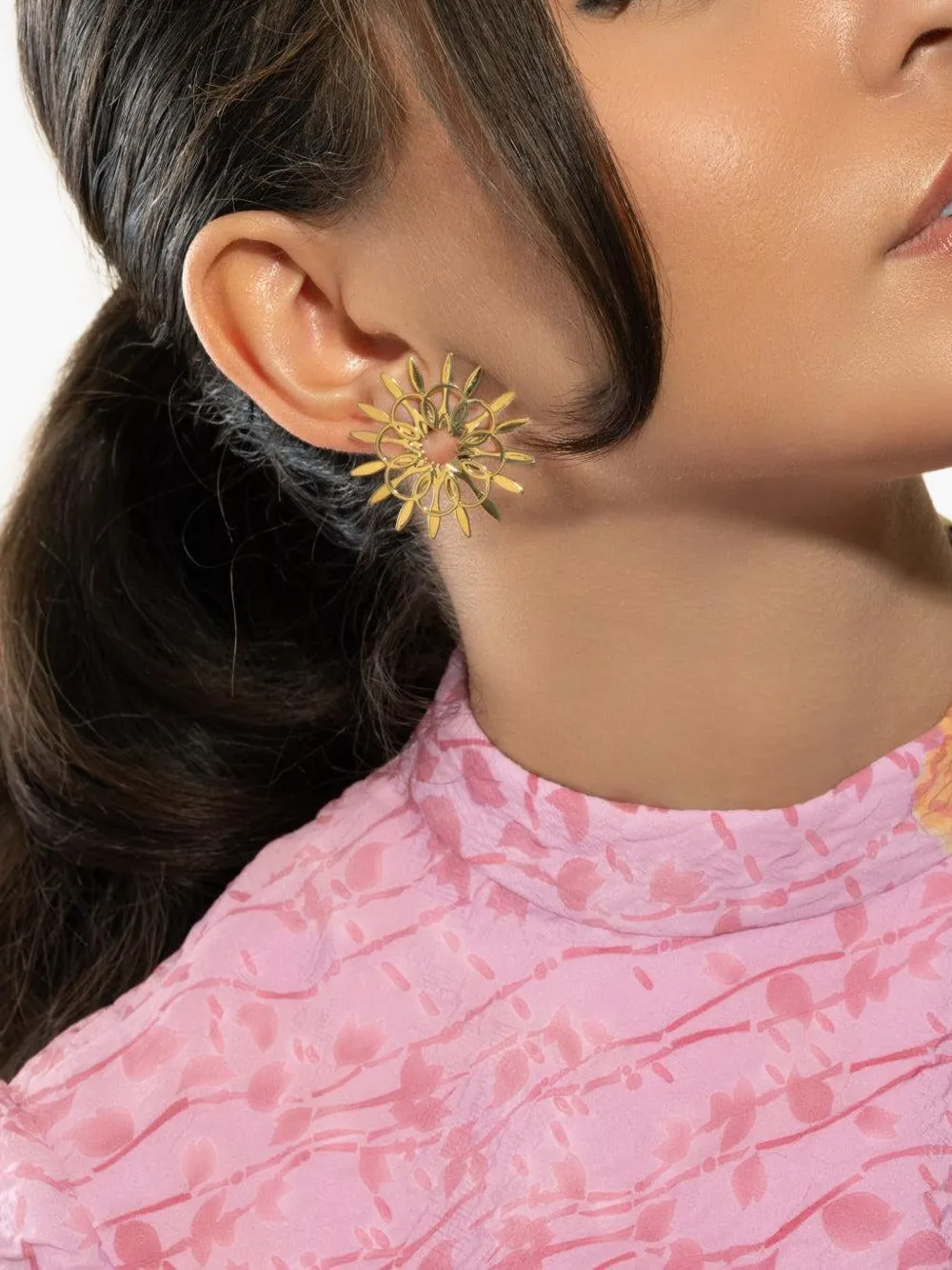 Carol Kauffmann Gold Mandala Hoop Earrings In Gold