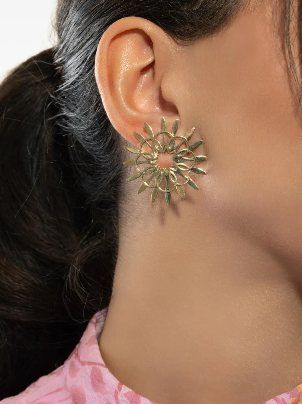 Carol Kauffmann Gold Mandala Hoop Earrings In Gold