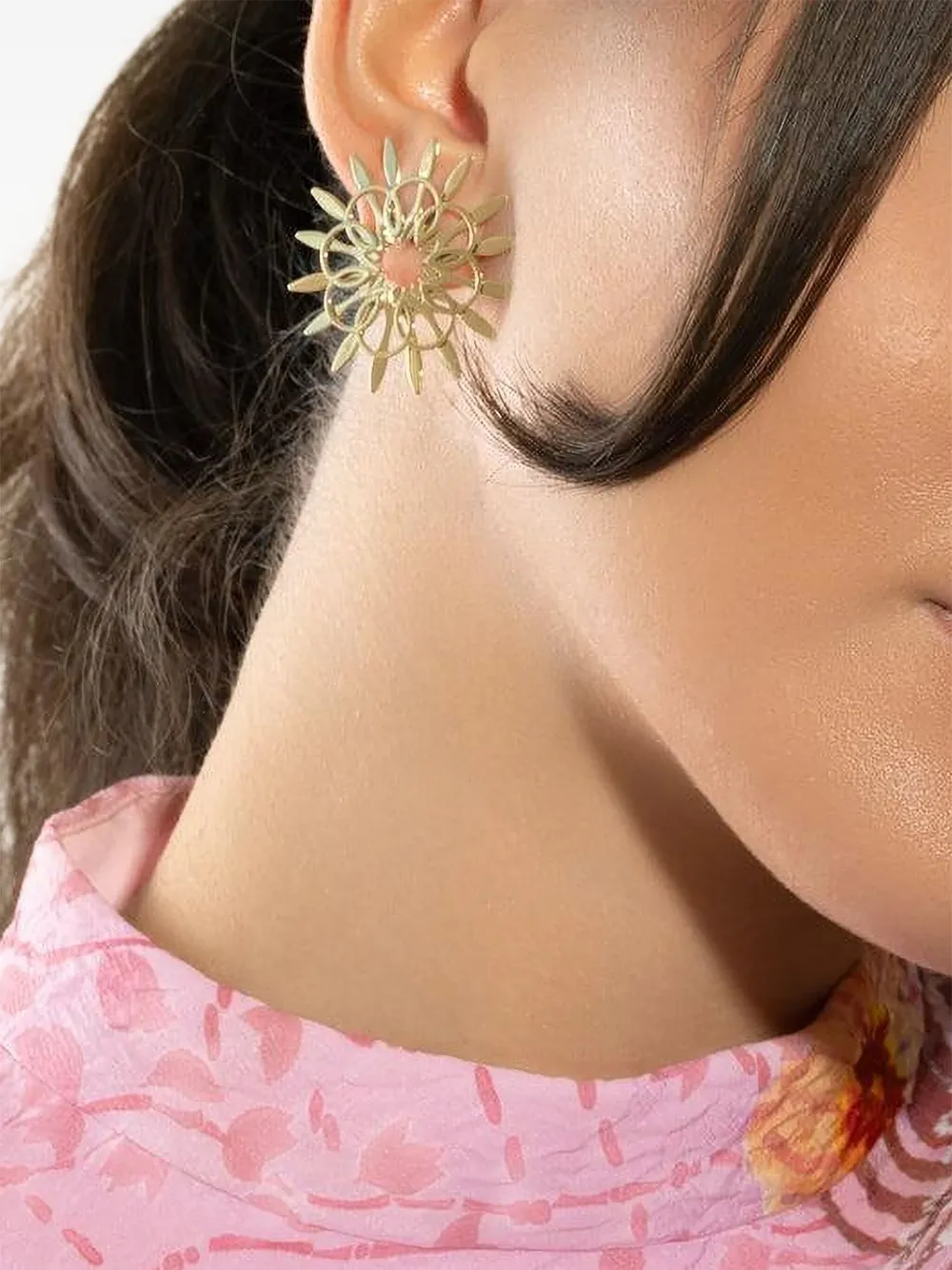 Carol Kauffmann Gold Mandala Hoop Earrings In Gold