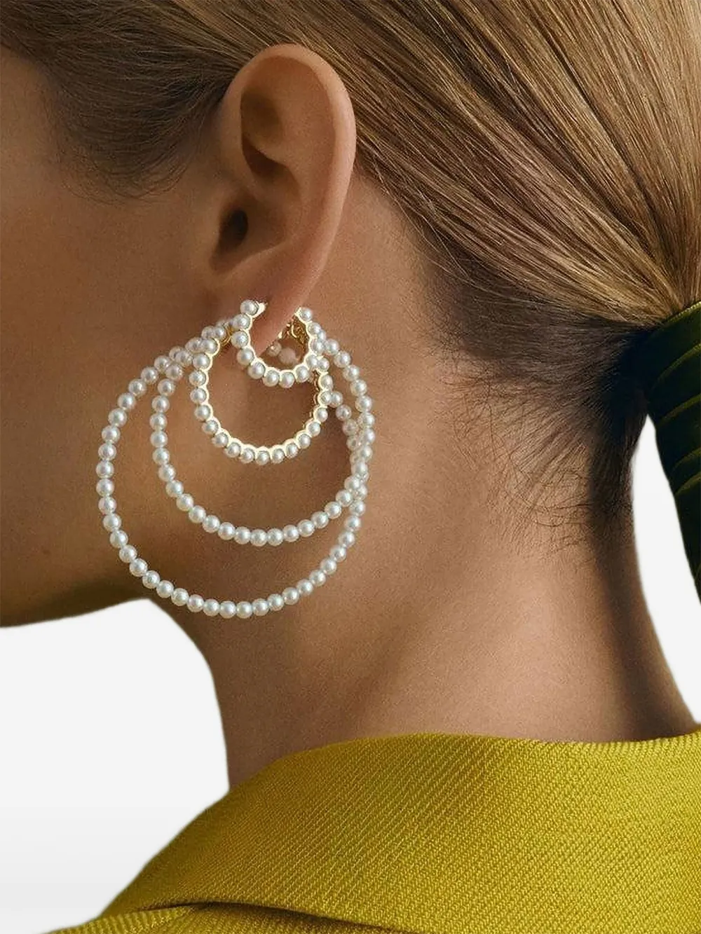 Baggins Pearl Hoop Earrings In Gold