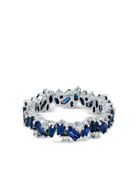 Suzanne Kalan 18K white gold Eternity diamond and sapphire ring