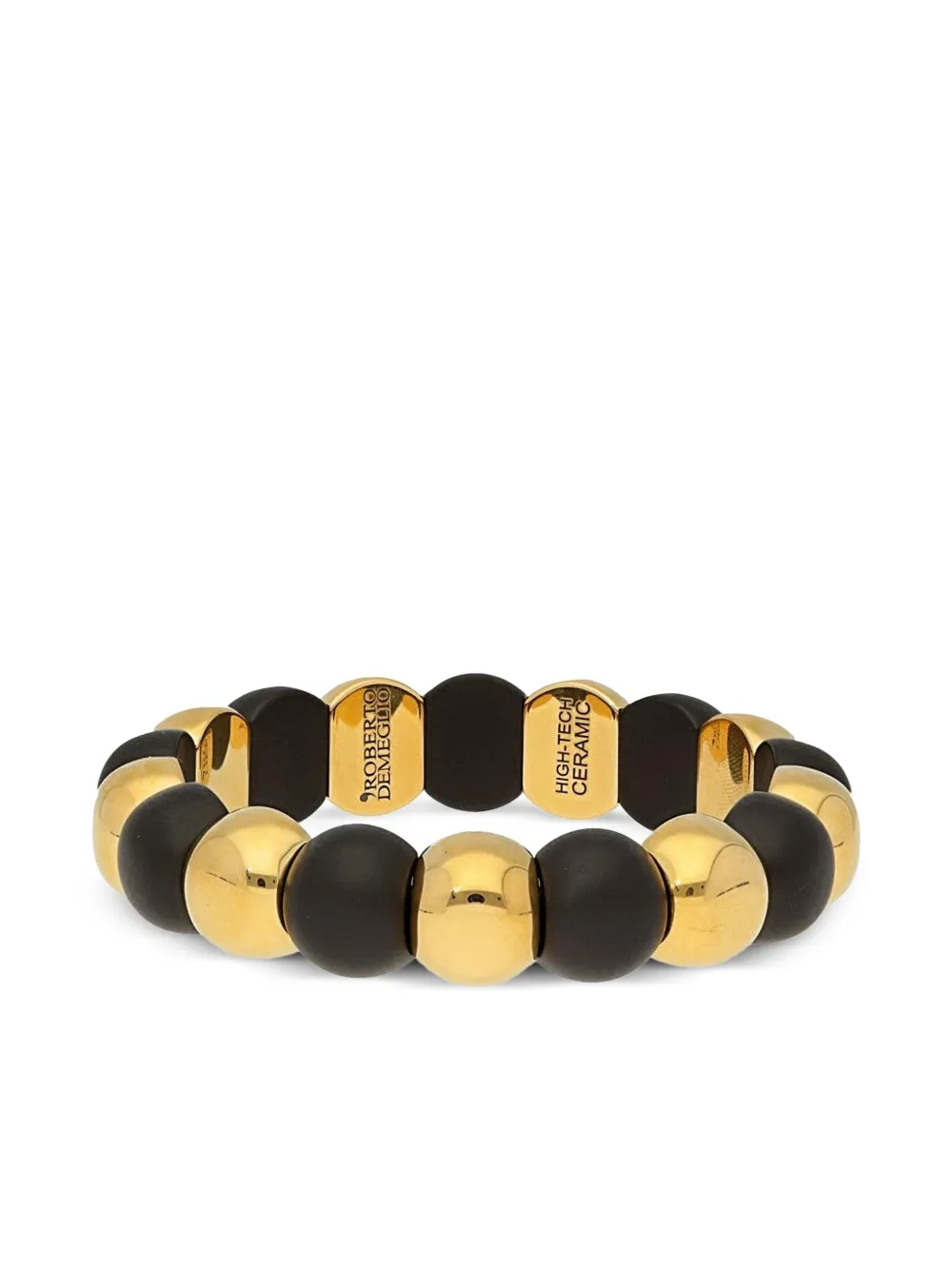 Roberto Demeglio Yellow Gold Small Aura Ceramic Bracelet In Black