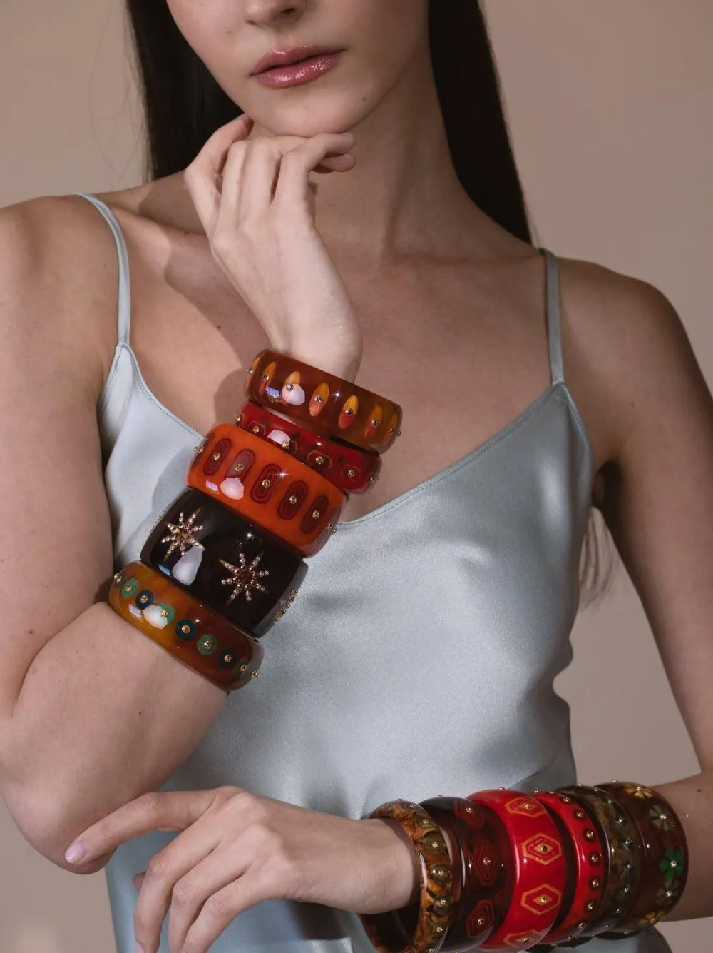 Mark Davis 18k Yellow Gold Bakelite Bracelet In Brown