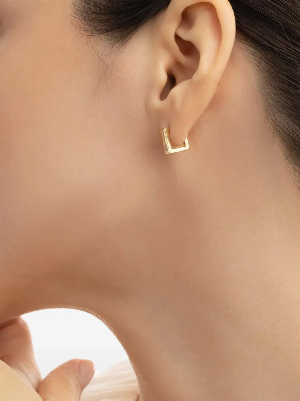  Azlee 18k Yellow Gold Mosaic Hoop Earrings 