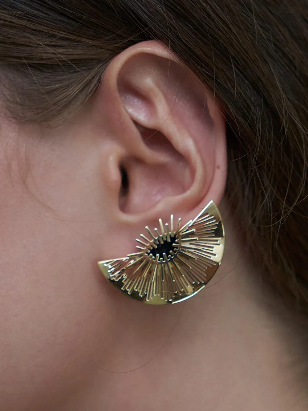 Carol Kauffmann 18k Yellow Gold Diamond Explosion Earrings In Brown