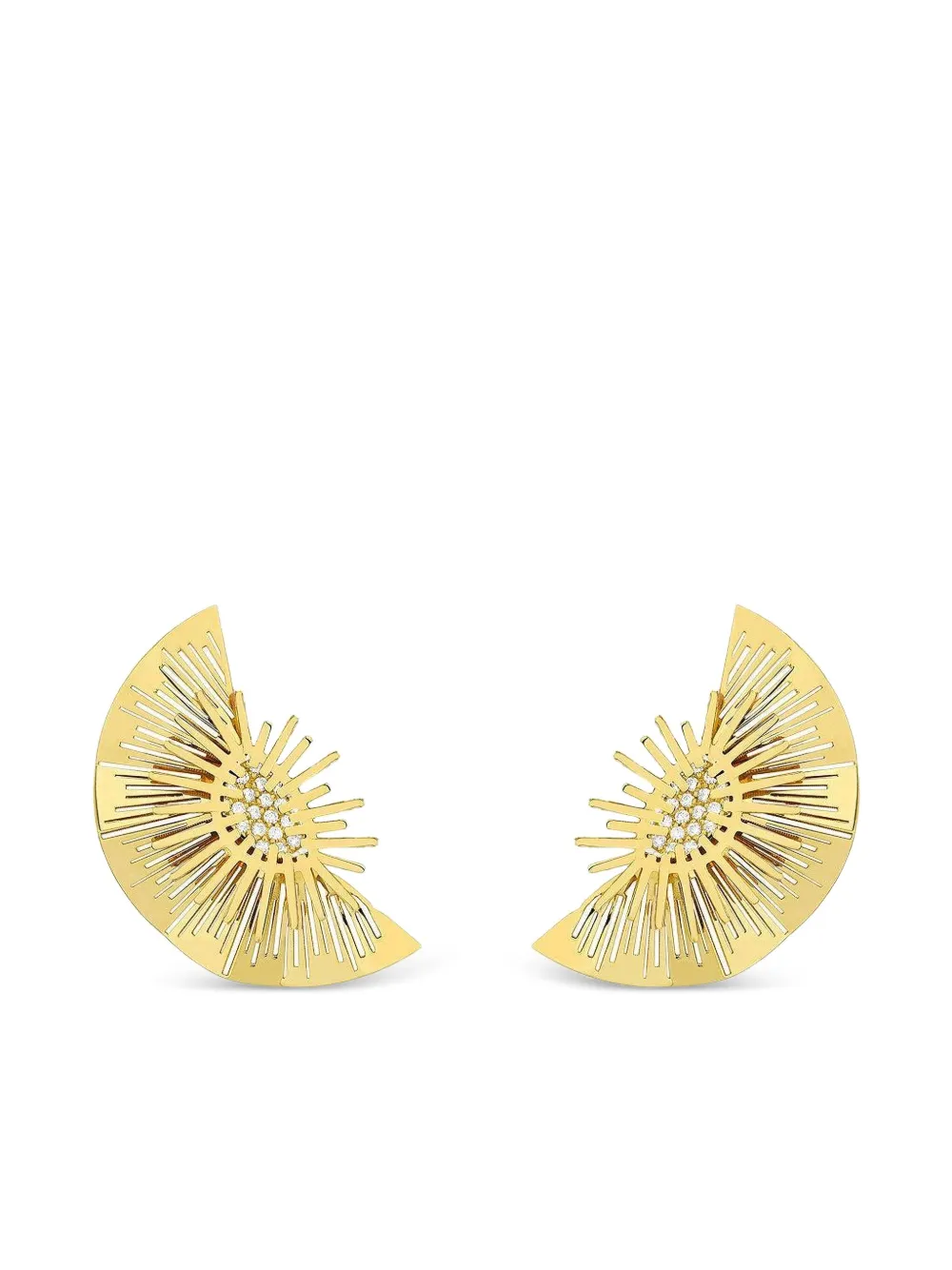 Carol Kauffmann 18k Yellow Gold Diamond Explosion Earrings In Brown