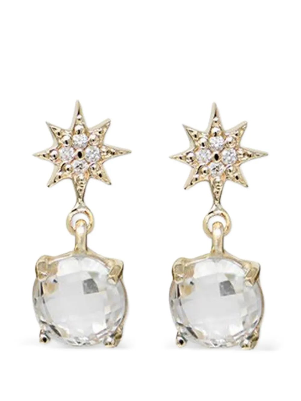 14k Yellow Gold Aztec North Star Topaz Earrings