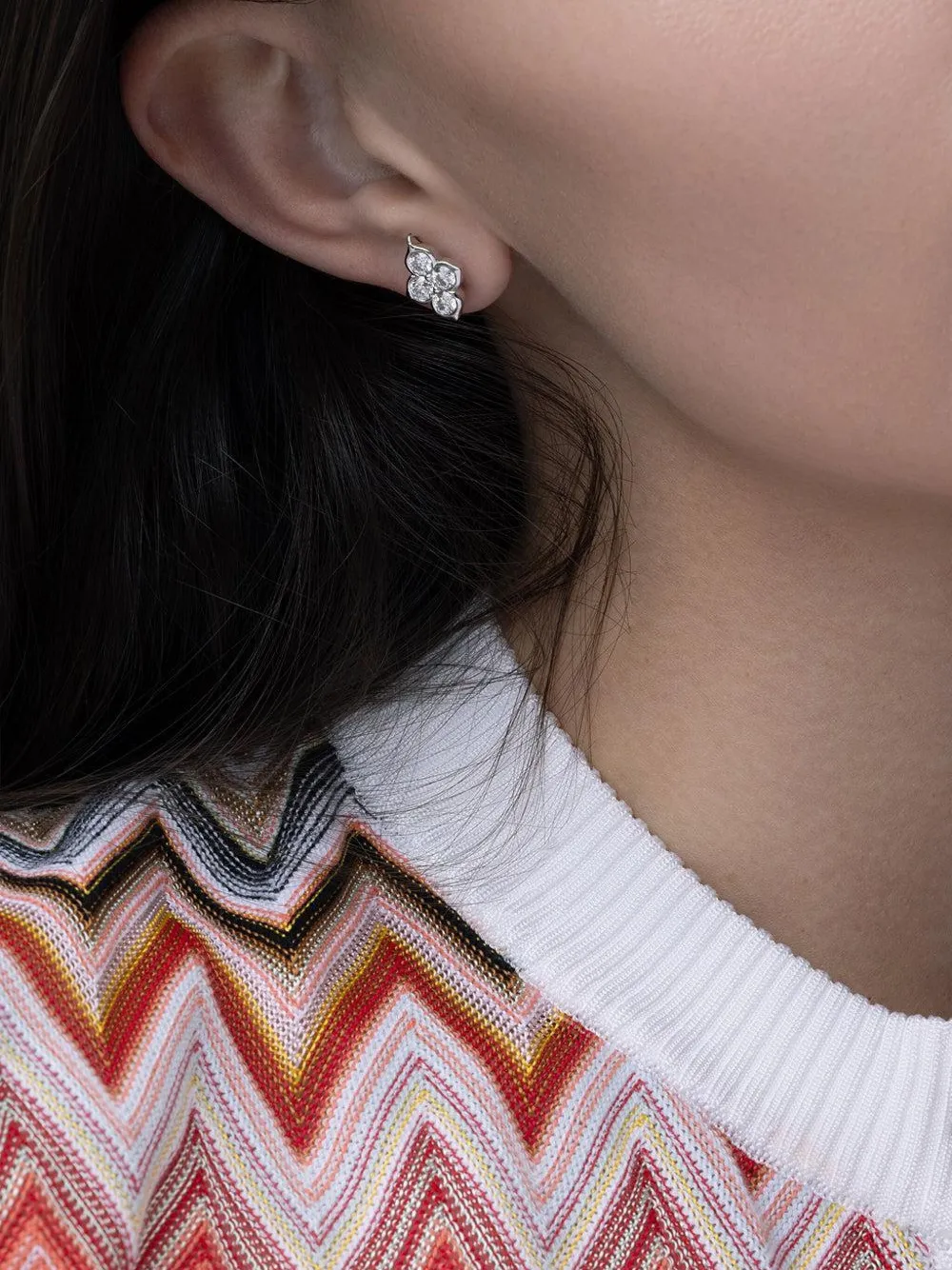 18kt White Gold Cluster Diamond Earrings