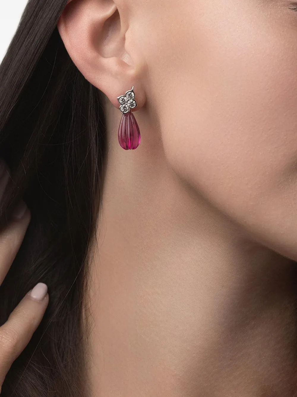 Piranesi Orecchino a fiore con rubelliti e diamanti - Rosa