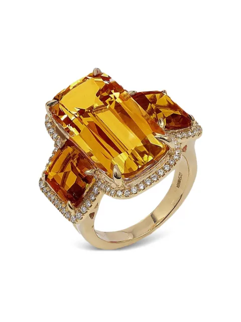 Goshwara anillo Gossip en oro amarillo de 18kt con diamantes y citrino