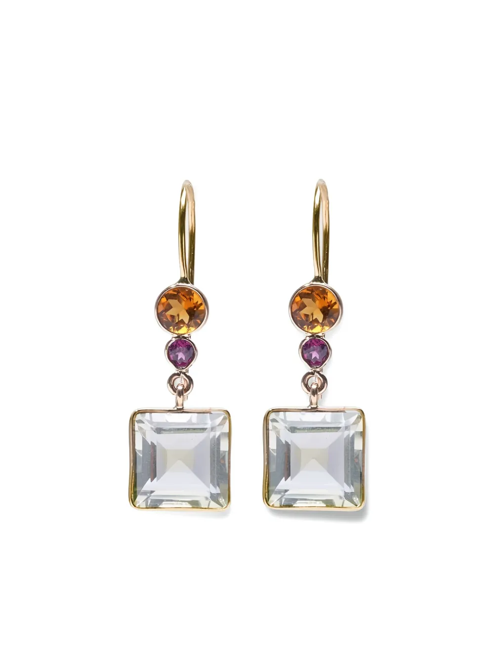 Lizzie Fortunato Yellow Gold Green Amethyst Earrings In Brown